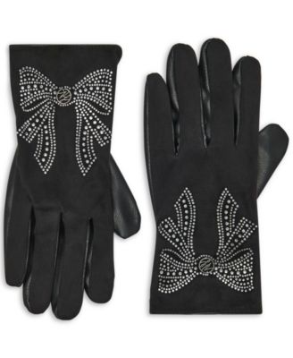 Faux Suede Bow Gloves