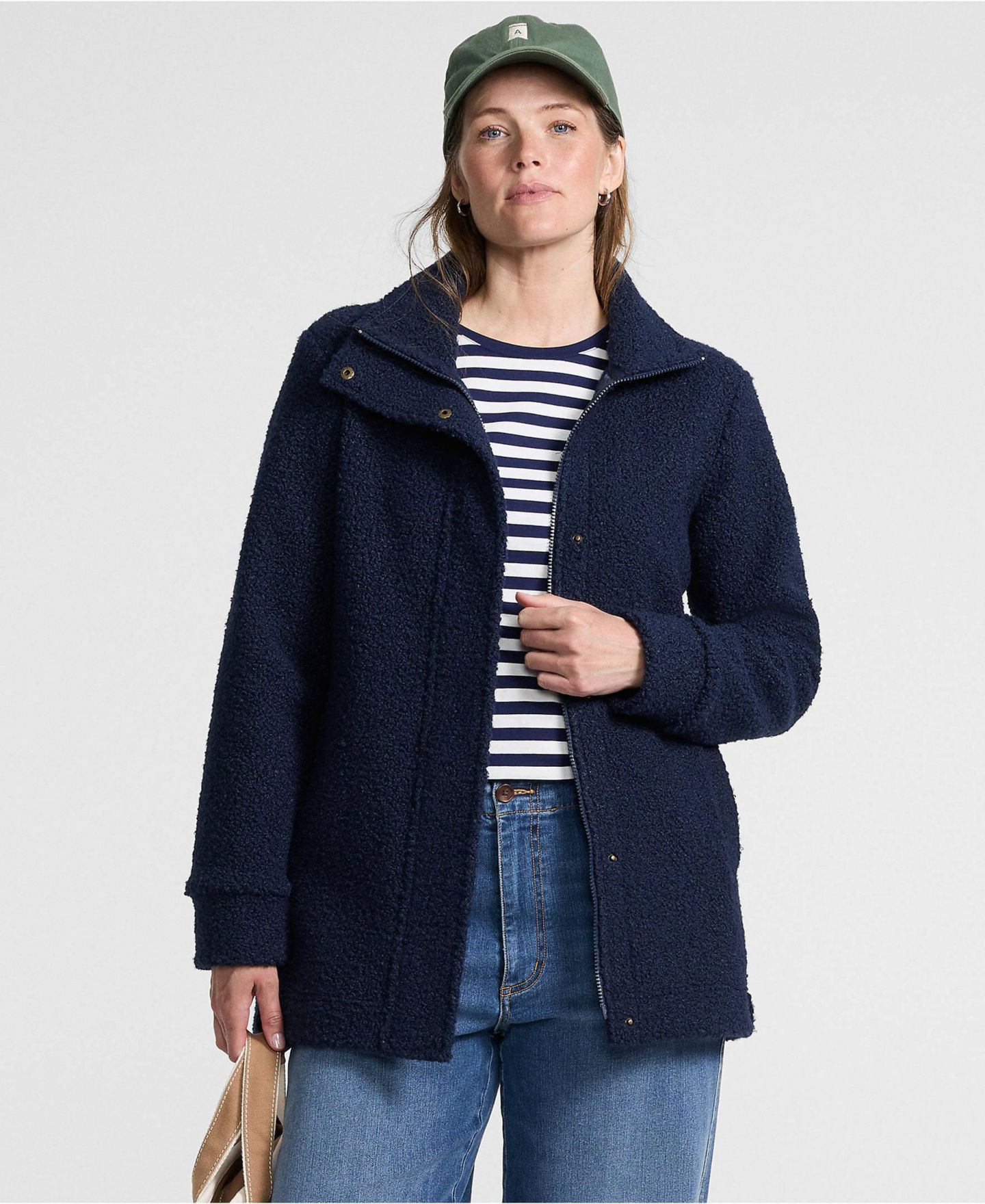 Женское пальто Lands' End Tall Boucle Fleece, цвет: Тёмно-синий — фото 4