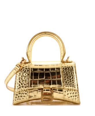 XS Hourglass Top Handle Bag Embossed Leather