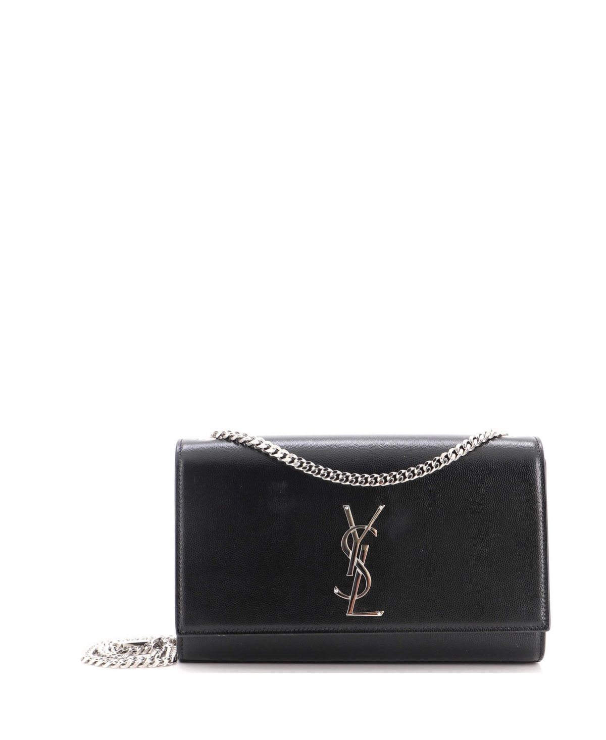Pre-Owned Saint Laurent Medium Classic Monogram Crossbody Bag Grainy Leather - Black