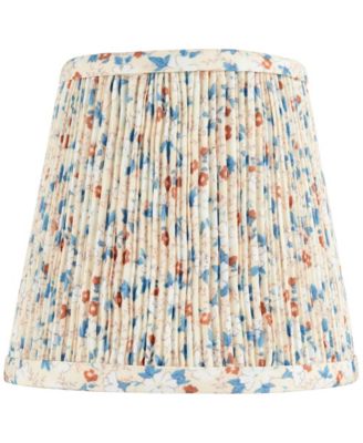 4" Top x 6" Bottom x 5 1/2" High x Print Lamp Shade Replacement Small Blue Red Leaf Shirred Pleated Clip On Candelabra