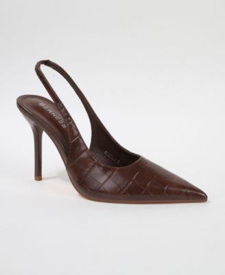 Carmine Croco-Embossed Slingback Stiletto Pumps