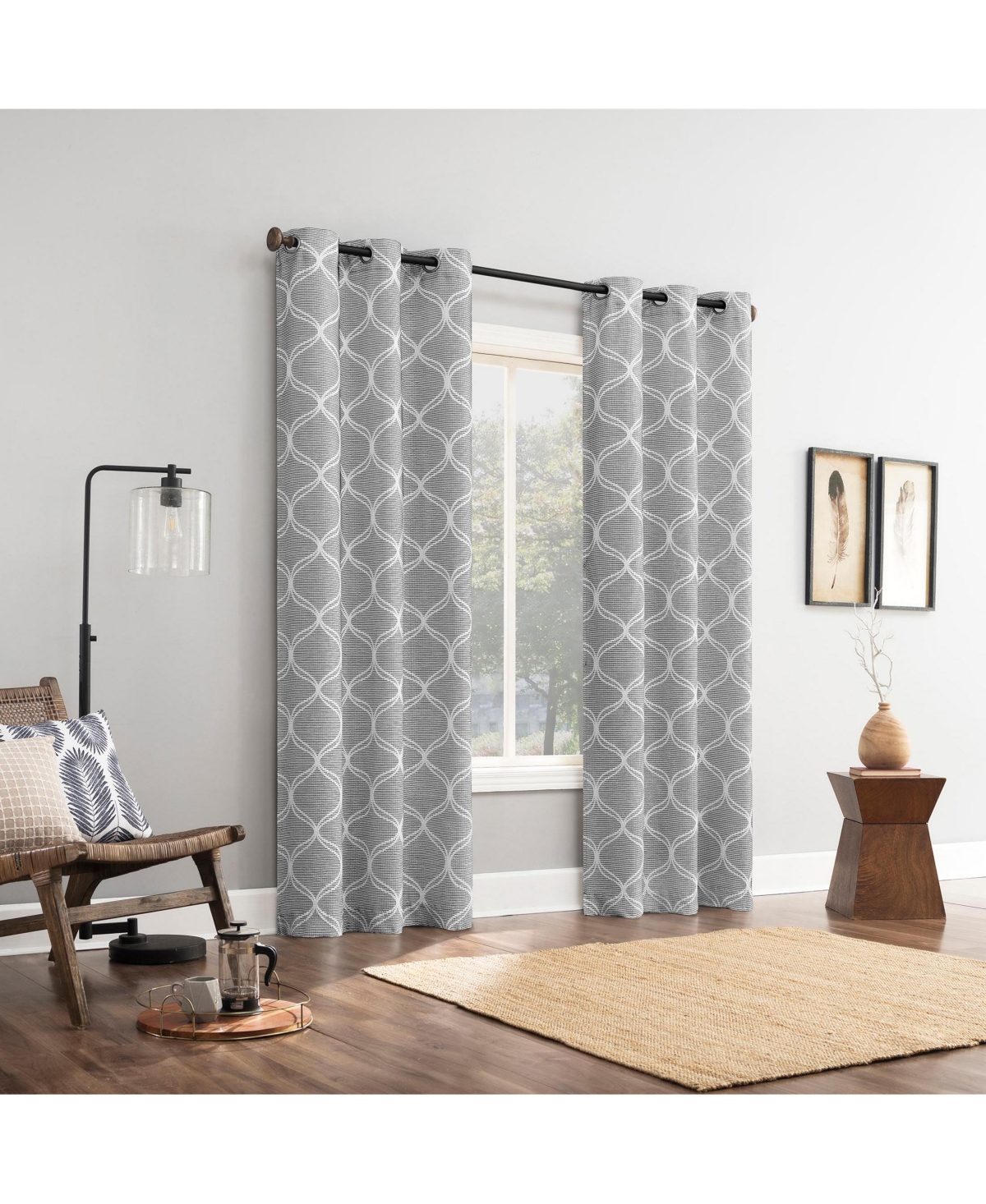 Sun Zero Tikal Woven Ogee Blackout Grommet Curtain Panel Pair