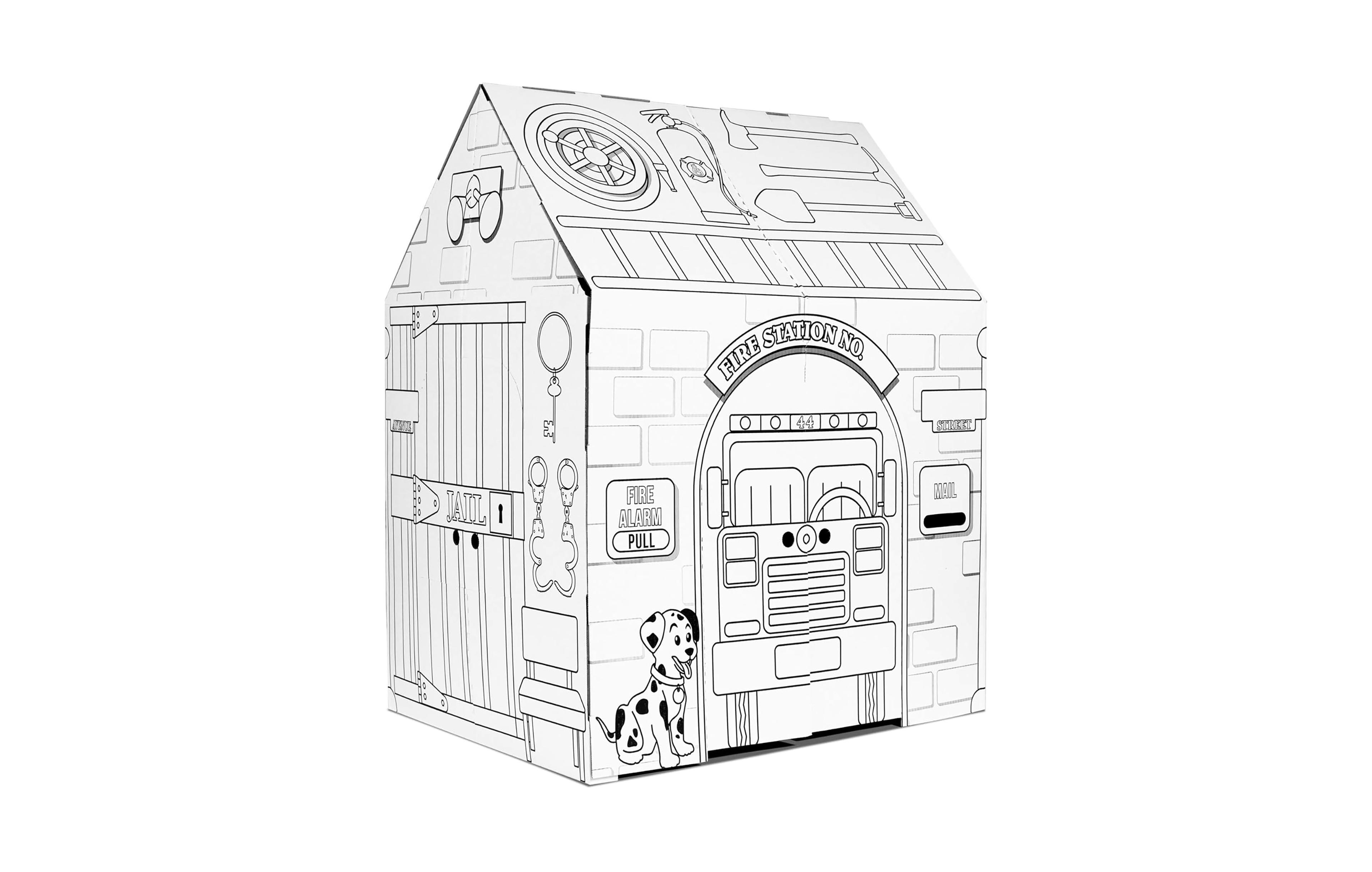 Easy Playhouse Police and Fire Station Color-Your-Own 1-Piece Playhouse, Ages 3+