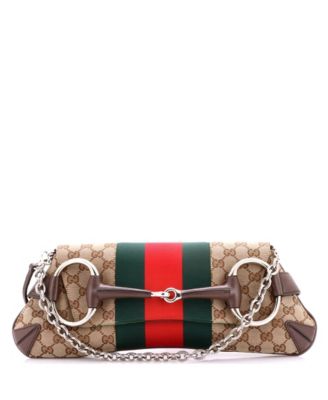 Large Horsebit Web Chain Clutch GG Canvas