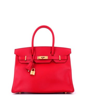 Pre-Owned Hermes Birkin 30 Handbag Red Epsom with Gold Hardware