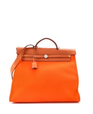 Pre-Owned Hermes 39 Herbag Zip Leather and Toile