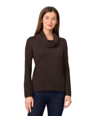 Women's Cowl Neck Long-Sleeve High-Low Hem Sweater