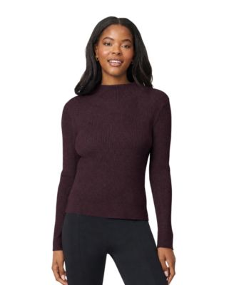 Women's Mock-Neck Long-Sleeve Rib-Knit Sweater
