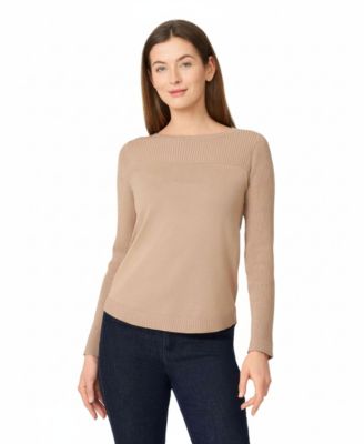Women's Fine-Gauge Knit Boat Neck Long-Sleeve Sweater