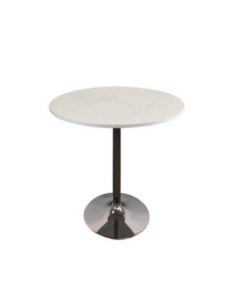 36" Wood and Metal Pedestal Base Round Top Dining Table