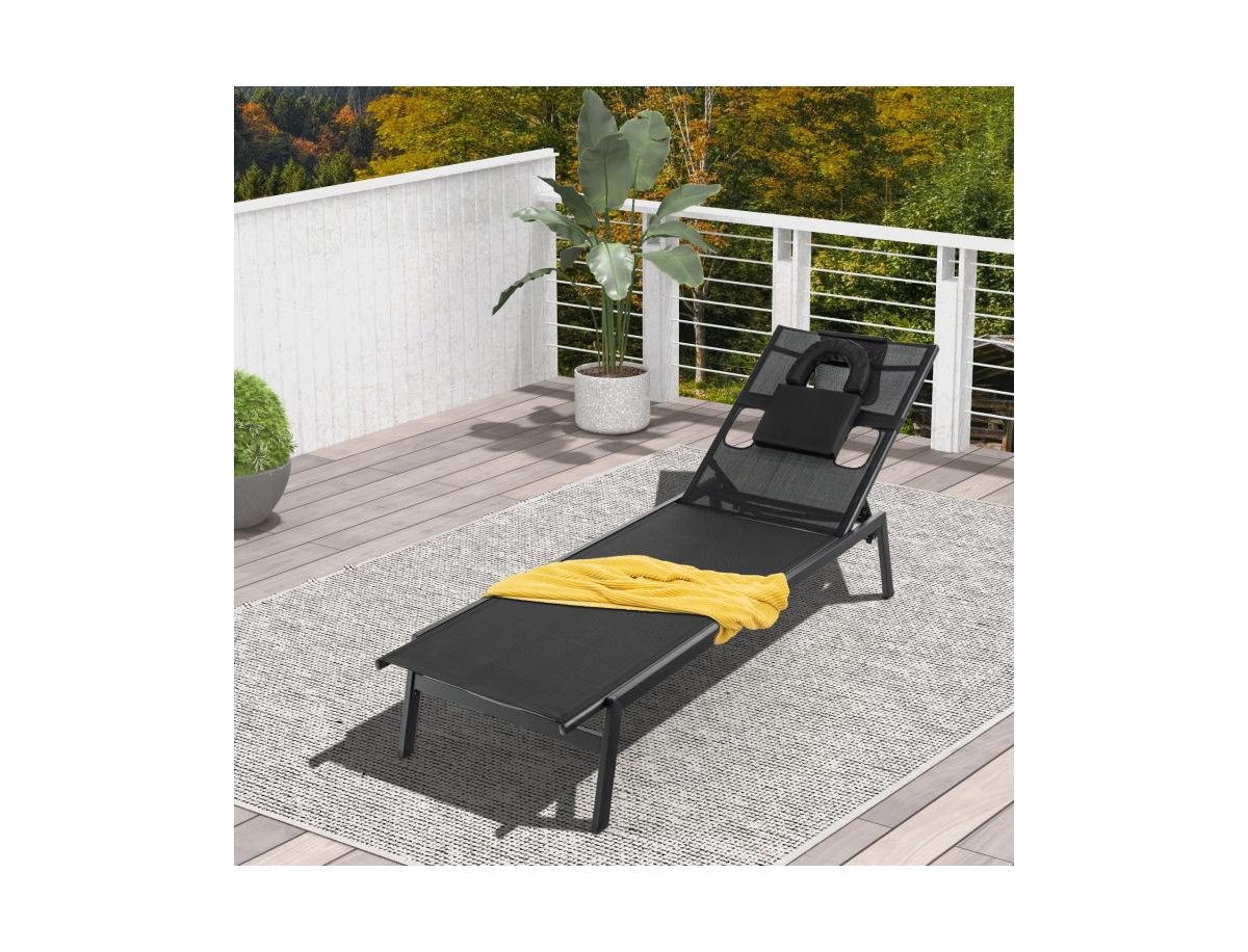 Boyel Living Patio Sunbathing Lounge Chair 5-Position Adjustable Tanning Chair