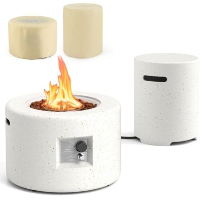 40000 BTU Fire Pit Table Set with Hideaway Propane Tank Holder and Lava Rocks