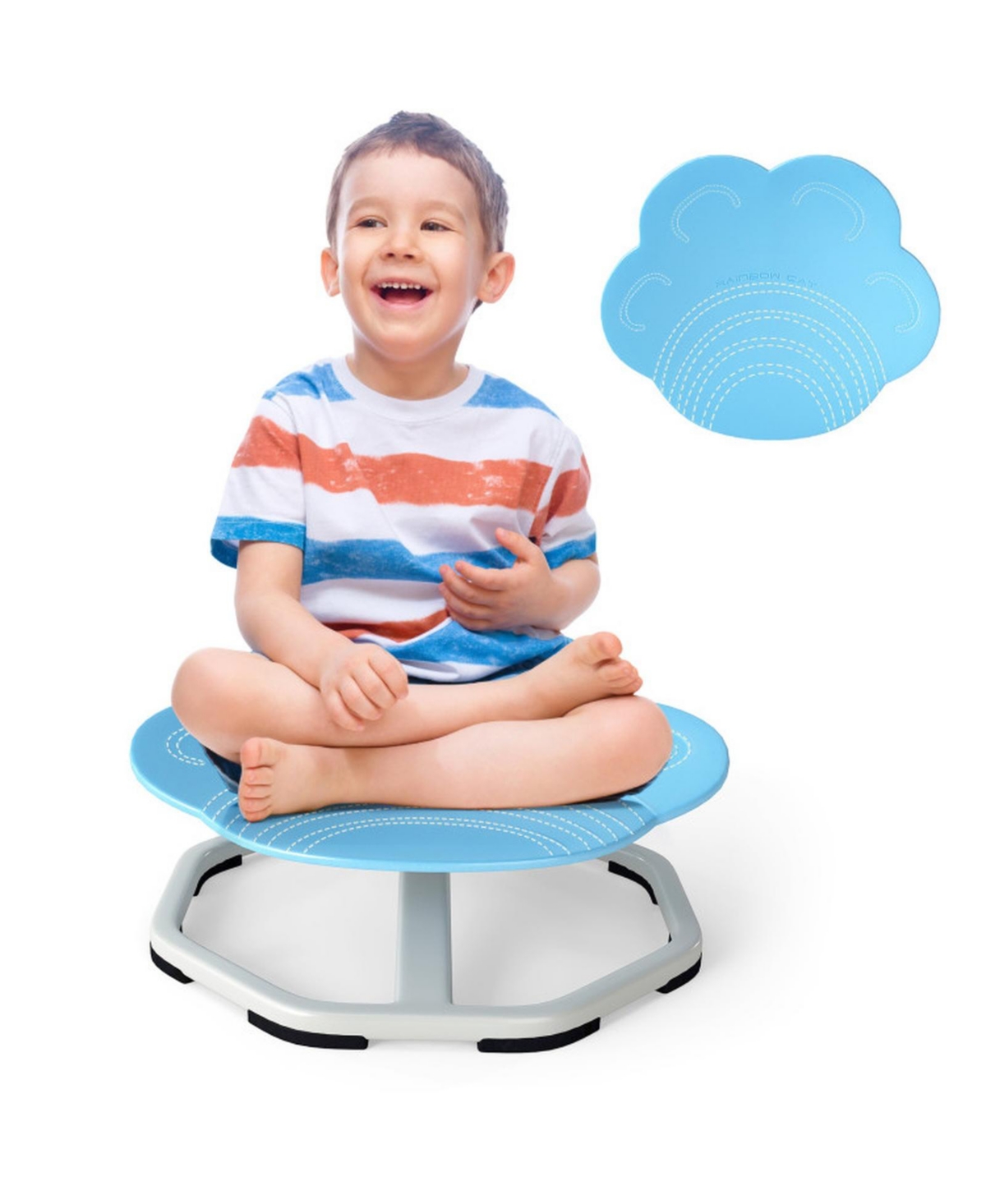 Sugift Kids Sensory Swivel Chair with 360 Degree Spin and Non-Slip Metal Base - Blue