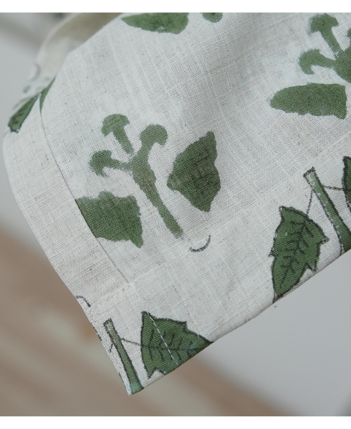 Fabdivine Chahat Handmade Block Print Floral Linen Curtains