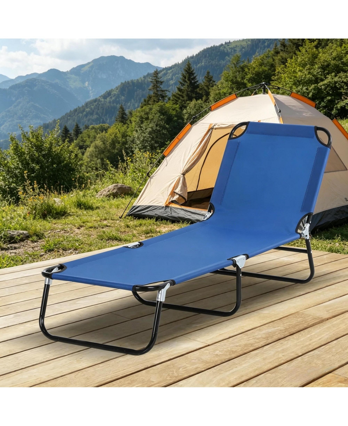 Yiortwo Folding Chaise Lounge Pool Chair with 5 Position Reclining Back for Patio Beach and Poolside