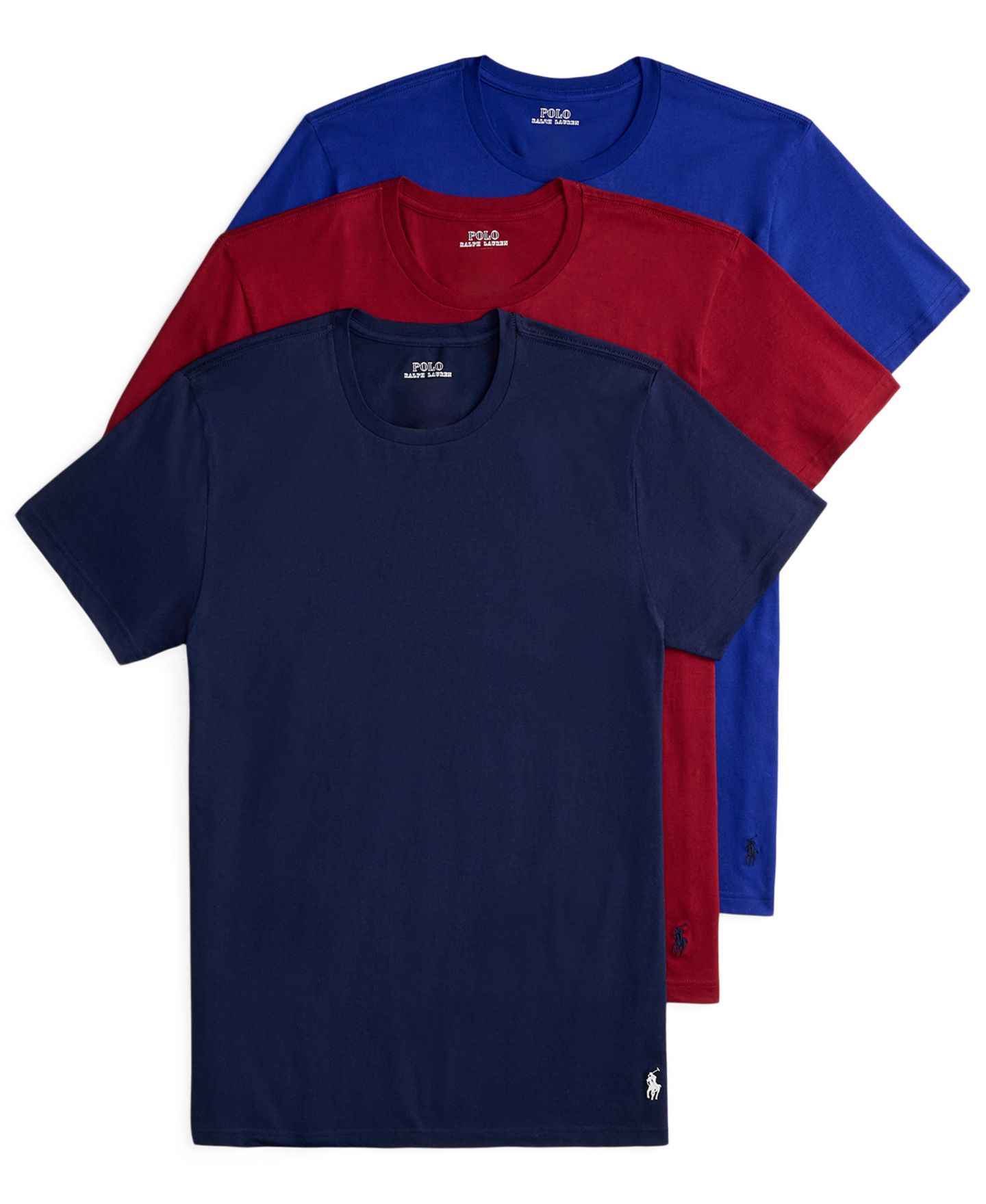 Бельё Undershirt для мужчин, хлопок, 3 шт. — Polo Ralph Lauren, цвет: Тёмно-синий / Красный — фото 1