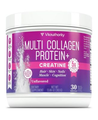 Multi Collagen Protein Plus Creatine Powder, Unflavored, 393 Gram 30 Servings