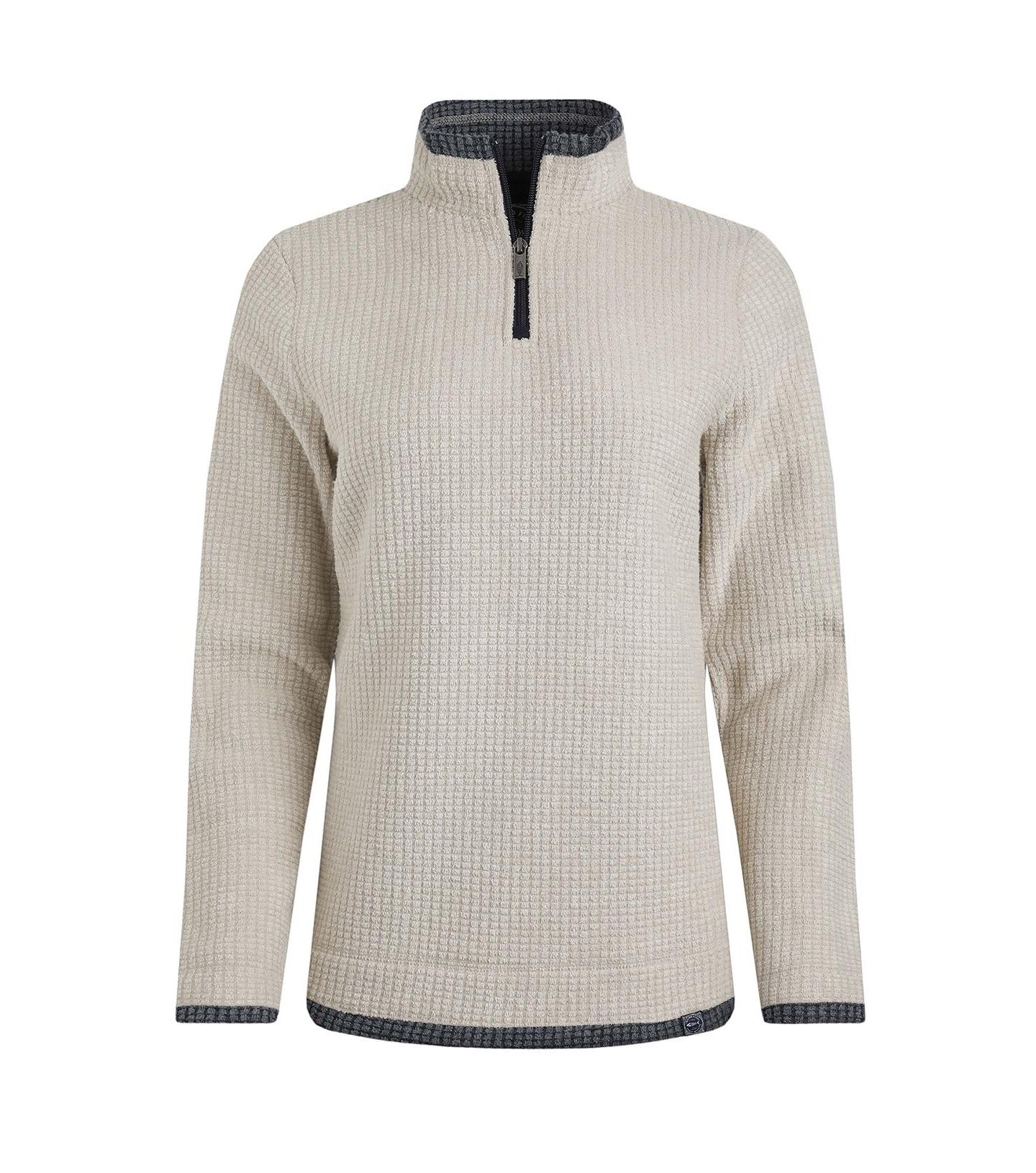 Женские топы Weird Fish Beye 1/4 Zip Grid Fleece, цвет: Экрю — фото 7
