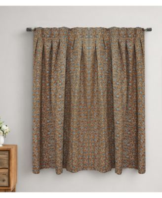 Handcrafted Boho Block Print Two Pleated Pure Linen Curtain