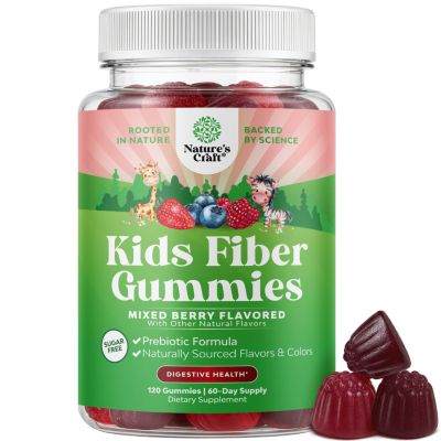 Fiber Gummies for Kids, Delicious Prebiotic Gummies for Constipation, Digestive Support Immunity, Mixed Berry Flavor, 120 Count