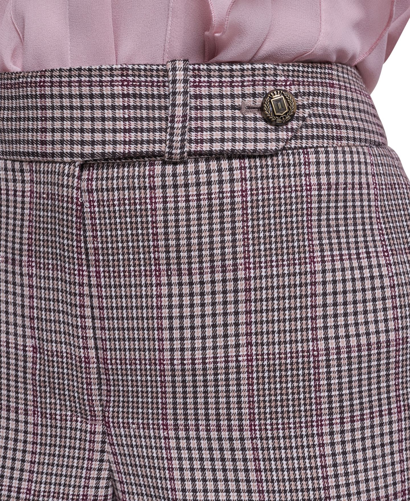 Женские брюки KARL LAGERFELD PARIS Plaid Wide-Leg Mid-Rise Dress Pants, цвет: Глиняный разноцветный — фото 7