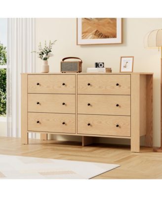 6 Drawer Dresser for Bedroom, Modern Double Dresser Organizer with Storage Drawers