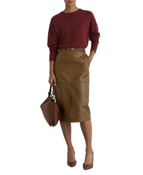 Женский свитер REISS Reverse-Seam Wool-Blend, цвет: Тёмный красный