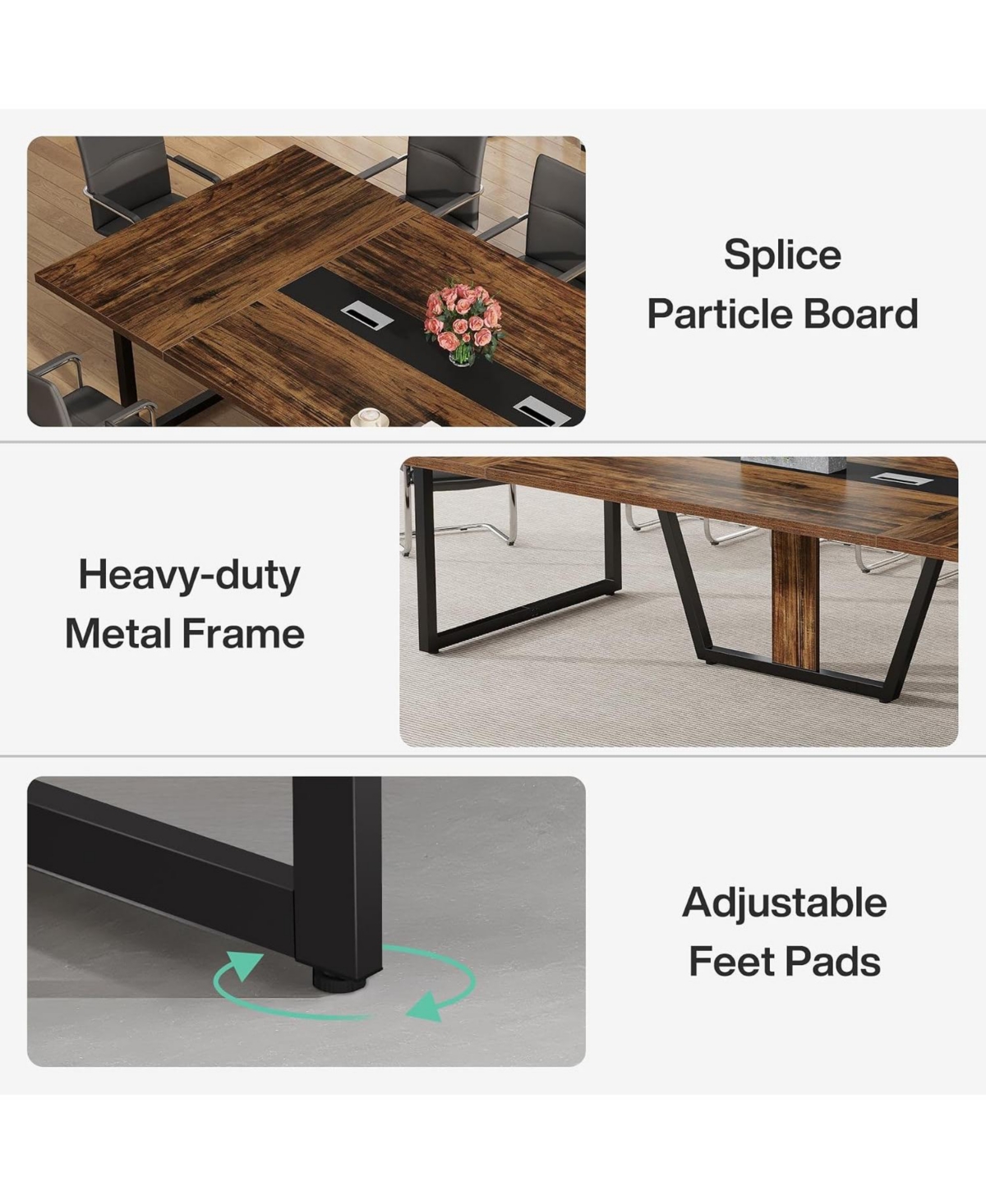 Tribesigns 8 Feet Conference Table, Large Meeting Podcast Table for 10