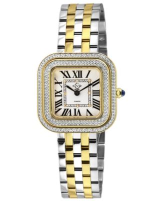 Women's Bellagio Swiss Quartz Two toned SS IPYG Stainless Steel Bracelet Diamond Watch