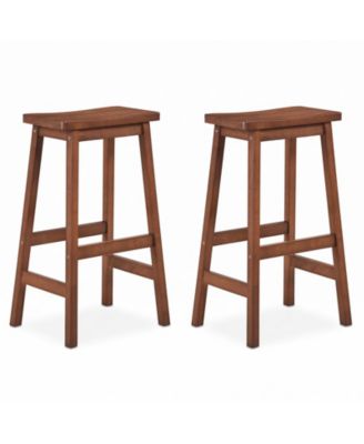 29'' Saddle-Seat Counter Height Stools Set of 2 Backless Barstools with Curved Seat