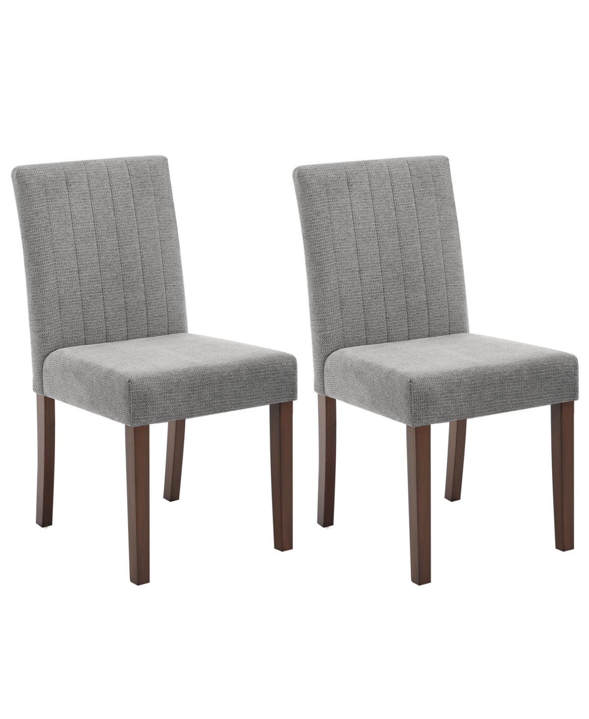 homfan Set of 2 Linen Dining Chairs - Soft Upholstered Parsons plus Sturdy Wood Legs Vertical Stripes for Kitchen, Room, Cafe