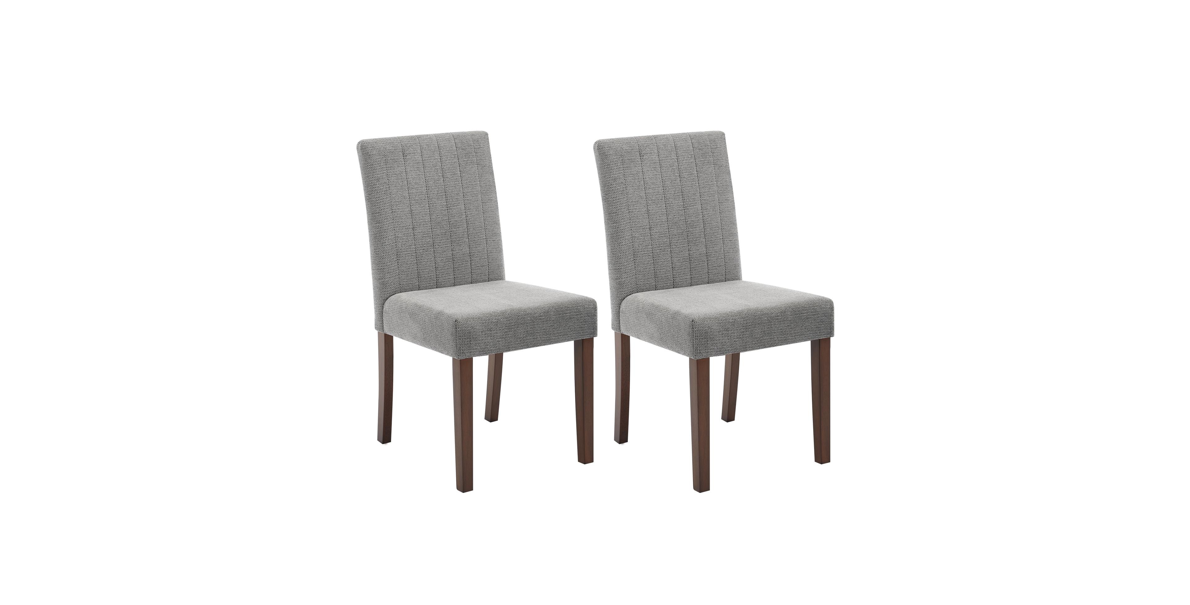 homfan Set of 2 Linen Dining Chairs - Soft Upholstered Parsons plus Sturdy Wood Legs Vertical Stripes for Kitchen, Room, Cafe