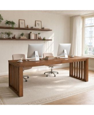 78.7" Long Two Person Desk,Farmhouse Solid Wood Office Desk