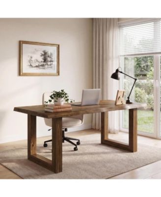 Solid Wood Home Office Desk, 63" Live Edge Computer Table