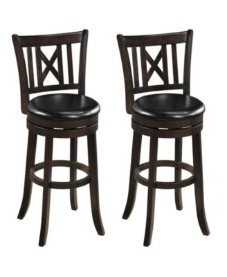 Set of 2 Bar Stools 30'' Swivel Bar Chairs w/ Footrest Hollowed Backrest