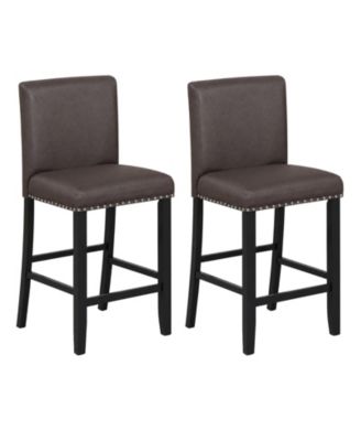 2piece Upholstered Bar Stool 25.5'' Counter Height PVC Leather Accent Bar Chairs