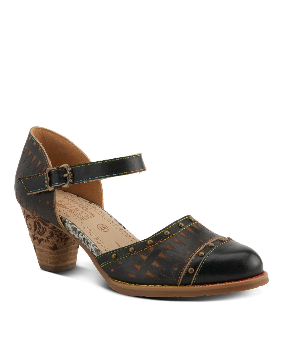 L'Artiste Women's Spring Step Niobella Mary Jane with Hand-Painted Leather - Black