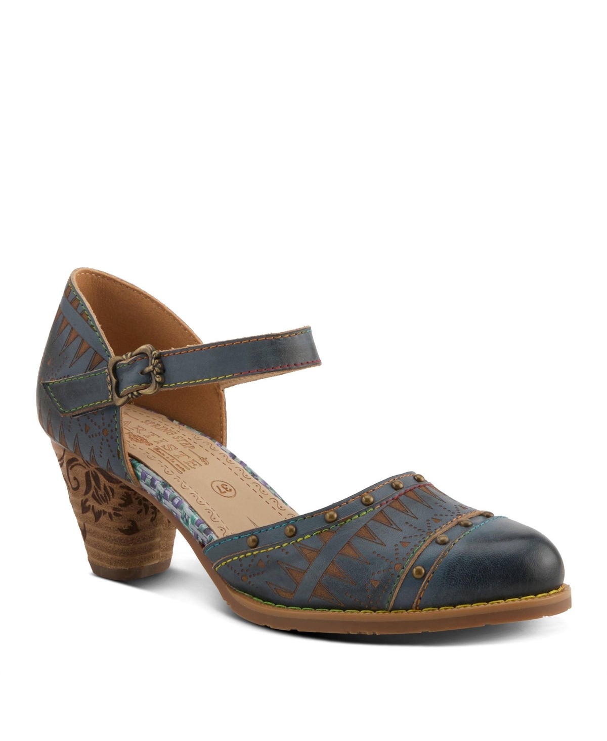 L'Artiste Women's Spring Step Niobella Mary Jane with Hand-Painted Leather - Navy