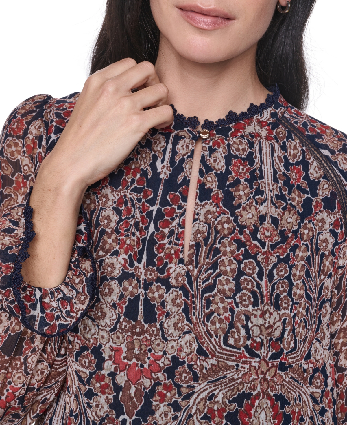 Tommy Hilfiger Women's Lace Long-Sleeve Blouse