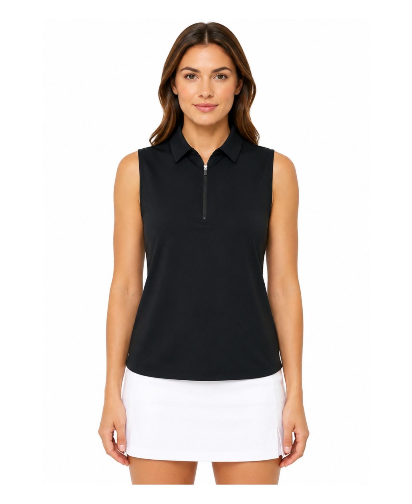 Женское поло Jofit Sleeveless Semi-Fitted Golf Polo, цвет: Чёрный — фото 1