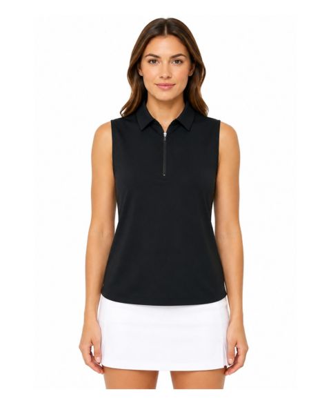 Женское поло Jofit Sleeveless Semi-Fitted Golf Polo, цвет: Чёрный