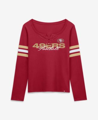 Women's Scarlet San Francisco 49ers Team First Coverage Scheme Lace-Up Long Sleeve T-Shirt