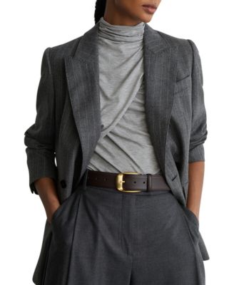 Women's Leather Rounded Buckle Belt