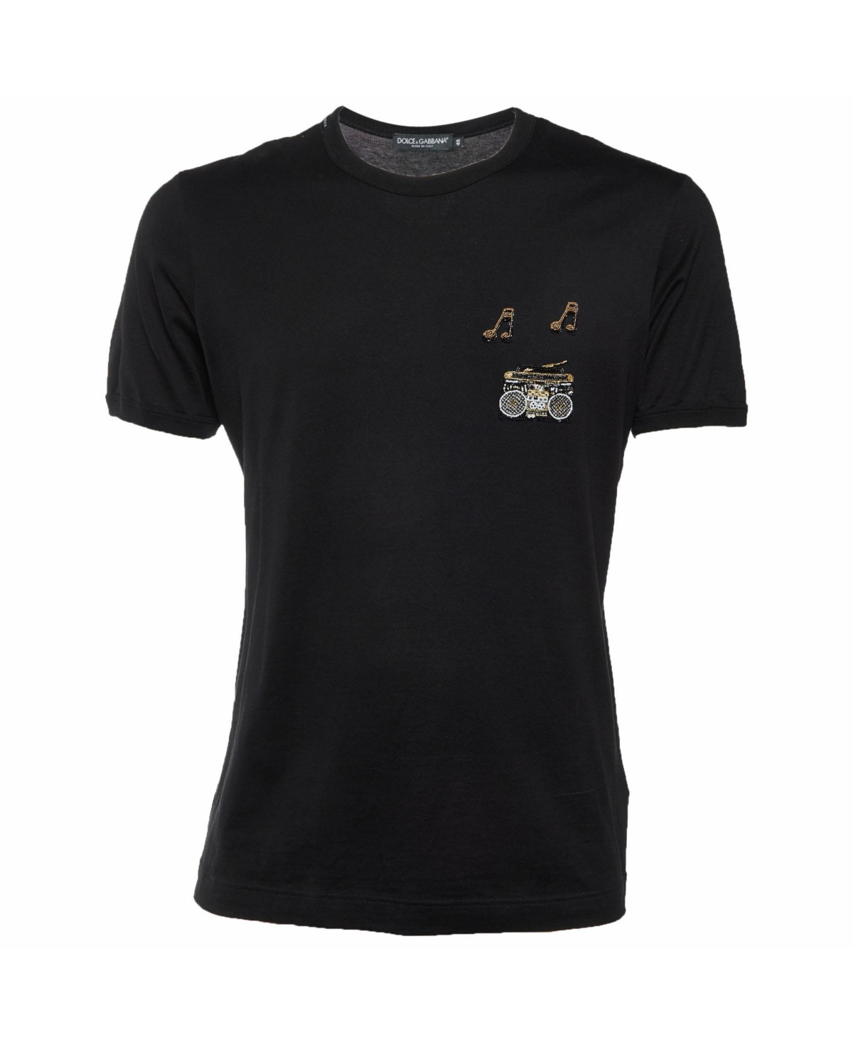 Pre-Owned Dolce & Gabbana Women's Embellished Music Patch Cotton T-Shirt