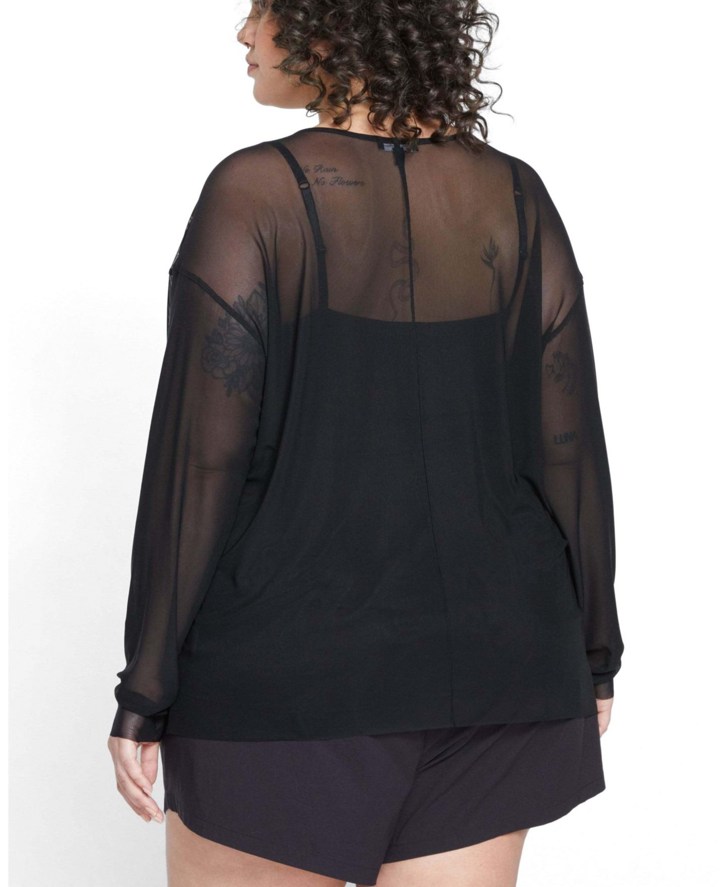 Женский топ Universal Standard Plus Size Sheer Mesh Floral-Print, цвет: Чёрный — фото 3