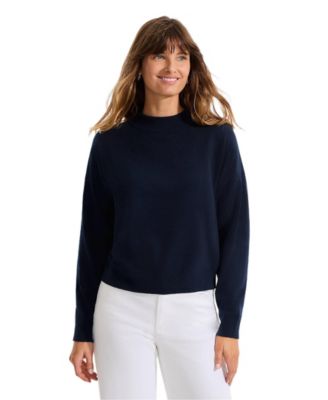 Women's CashTouch Drop-Shoulder Mock Neck Cotton-Blend Sweater