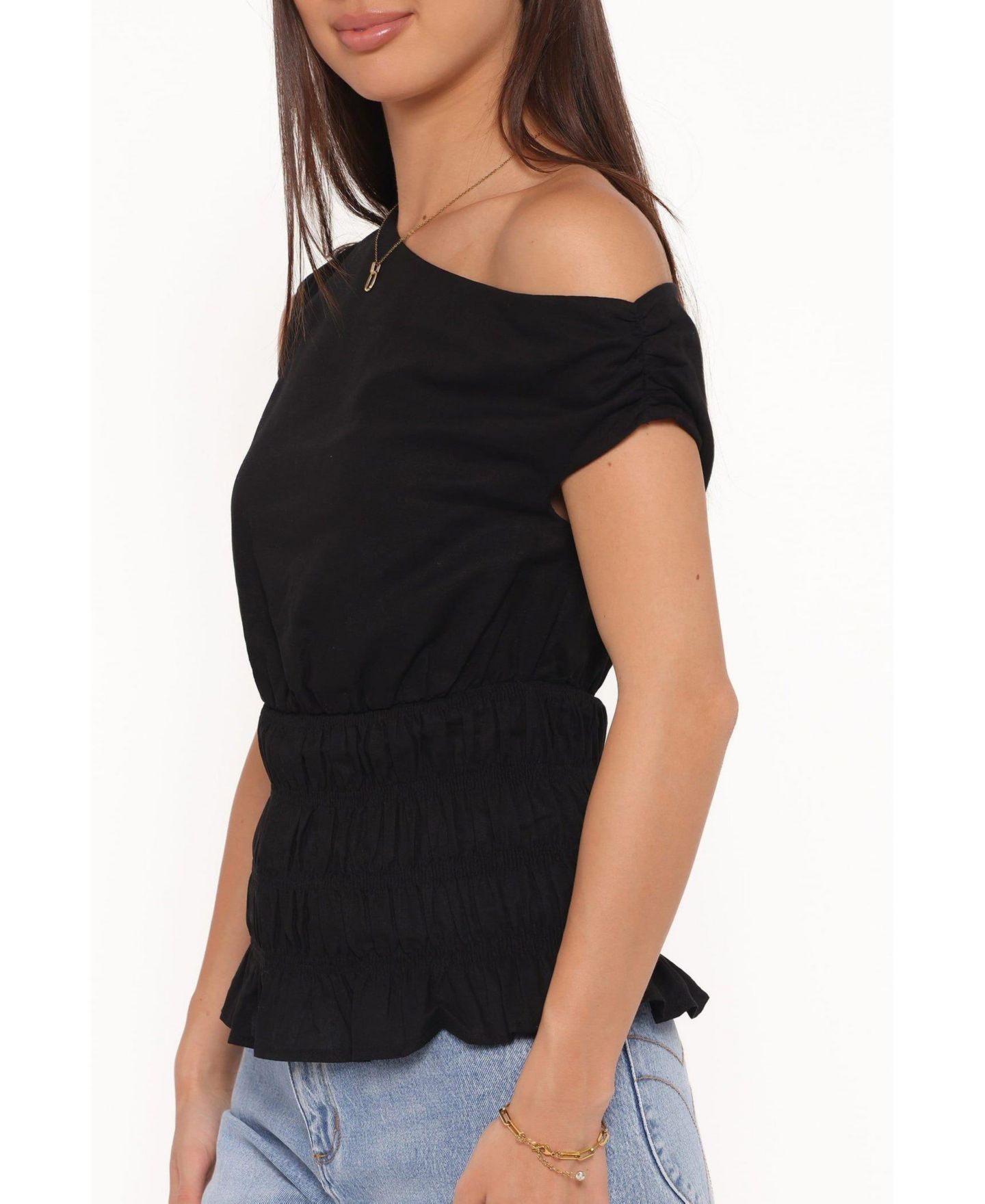 Женский топ Petal and Pup Lia Off-Shoulder Sleeveless Cotton-Blend, цвет: Чёрный — фото 4
