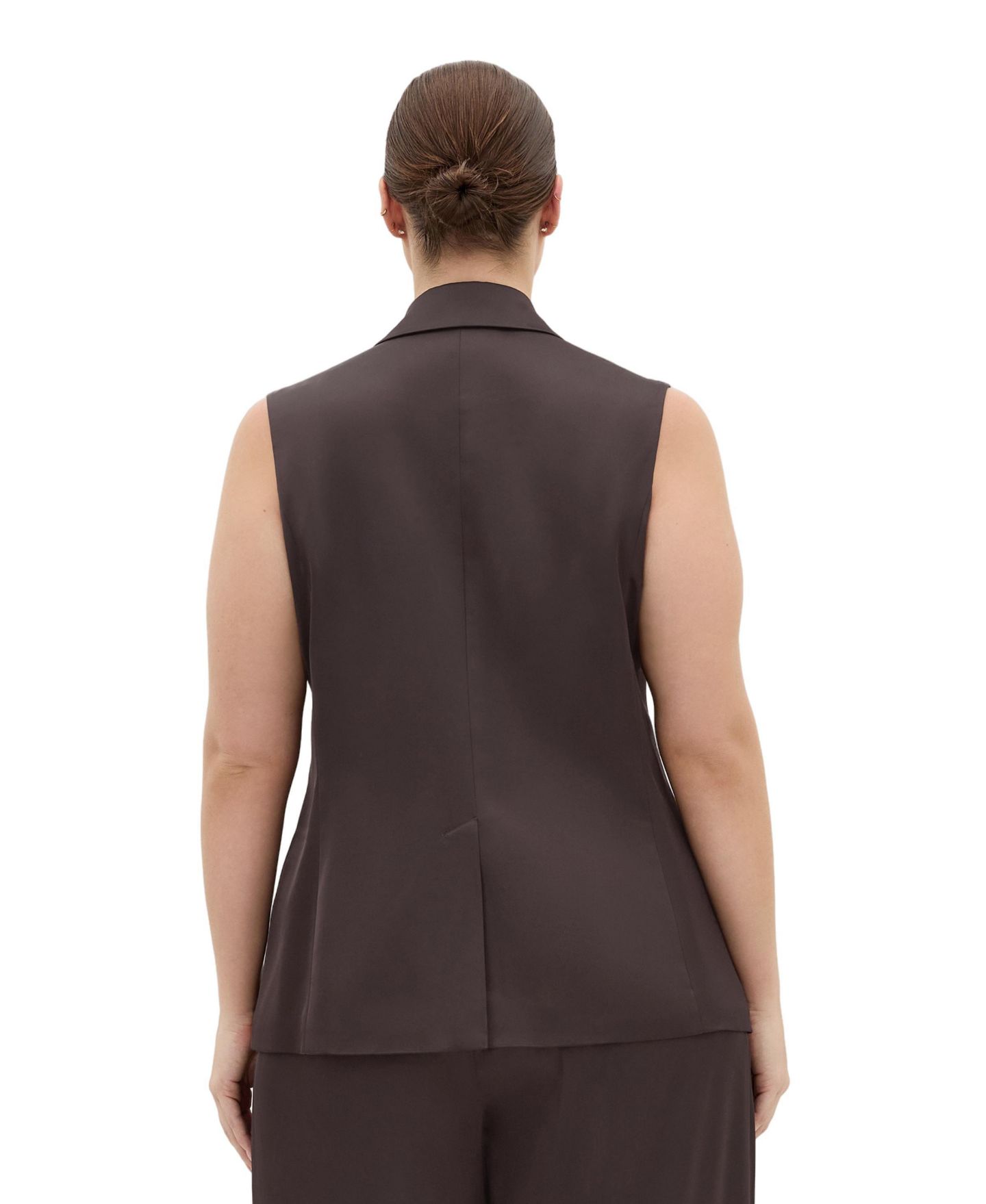 Женский жилет CITY CHIC Plus Size Rylie Satin Double-Breasted Tailored-Fit Vest, цвет: Шоколадный — фото 2