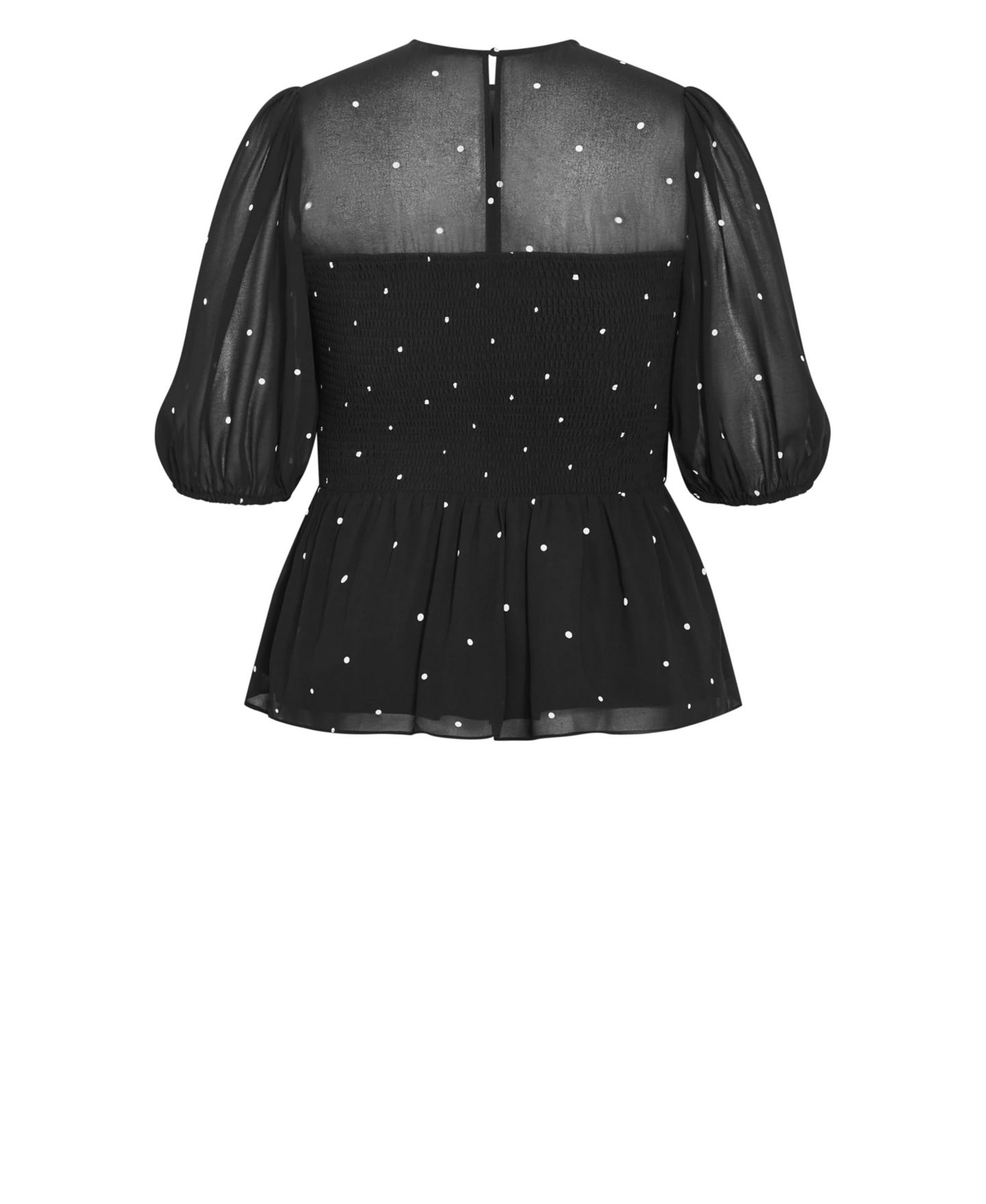 Женская блузка CITY CHIC Plus Size Esther Spot-Print Shirred Peplum Blouse, цвет: Слоновая кость — фото 5